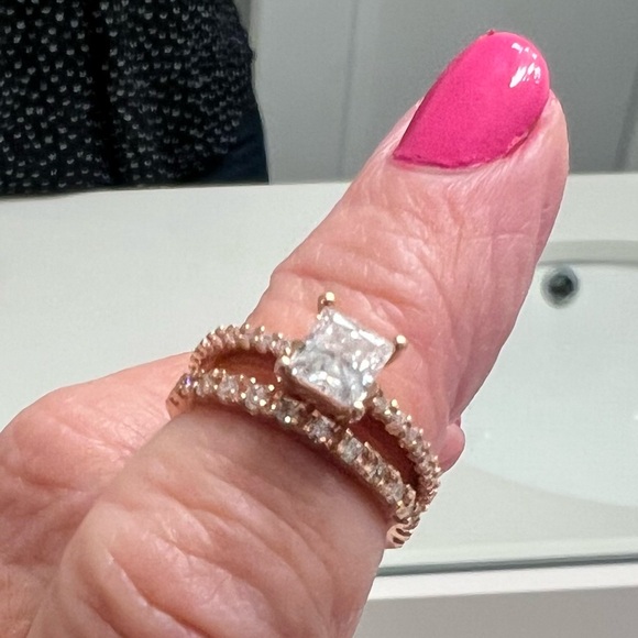 Engagement wedding ring set gold diamonds - Picture 3 of 16